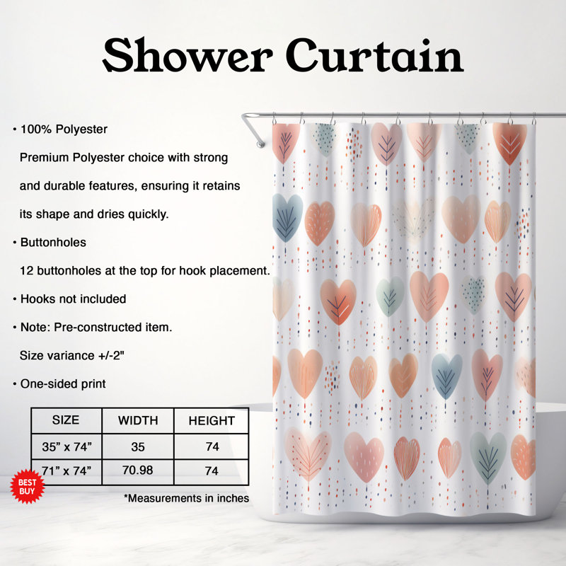 Cupid Patterns - Rideau de douche Premium, H 74 po x l 71 po