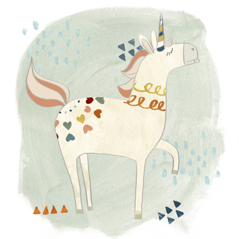 Hipster Unicorns II by June Erica Vess - Wrapped Canvas Painting, 51cm H x 51cm W x 3.8cm D