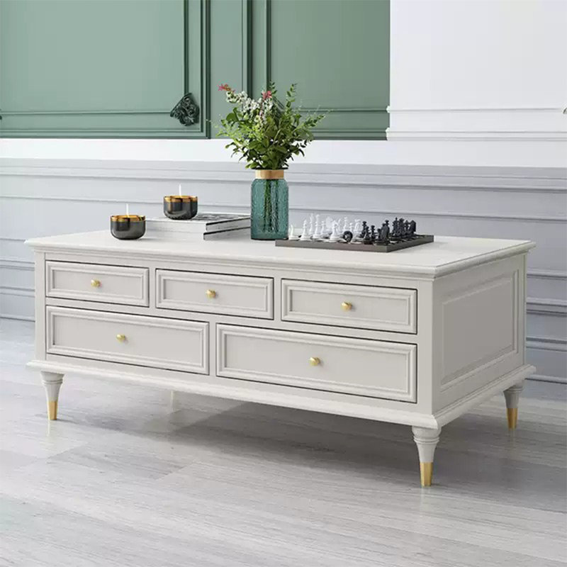 Table basse imperméable éco-peinte, H 20,47 po x L 47,24 po x l 27,55 po, Blanc / Blanc