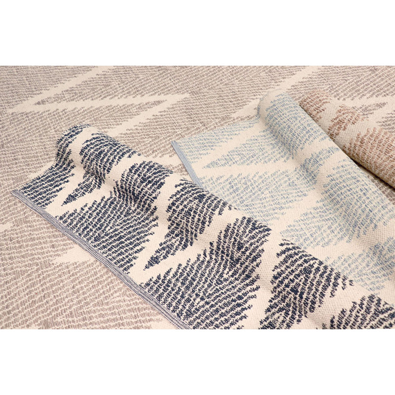 Tapis turquoise / ivoire en coton tissé à la main Simplicity, Rectangle 5 pi x 8 pi