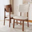 Ensemble de 4 chaises de salle à manger rembourrées ergonomiques de style Mid-Century moderne avec structure en bois d'hévéa robuste, chaises de cuisine antidérapantes pour la salle à manger, la cuisine, le café, beige et brun