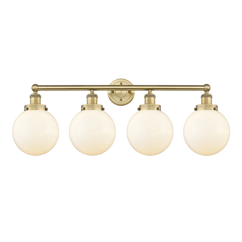 Alphonsa 4 - Light Dimmable Vanity Light, Matte White, Brushed Brass