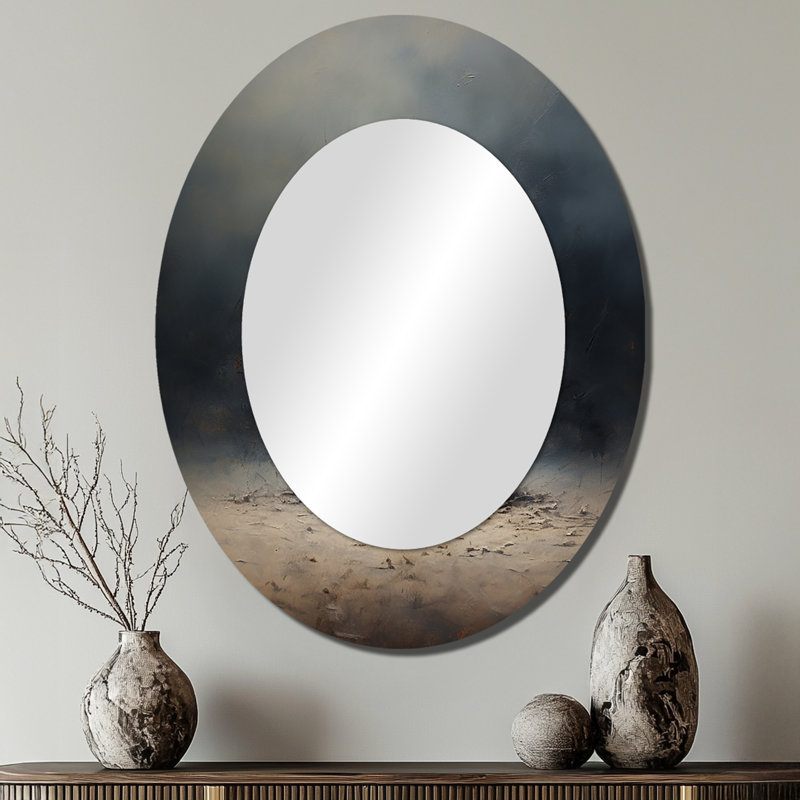 Baseball Subtle Strikeout - Modern Oval Wall Mirror, 40" x 30"