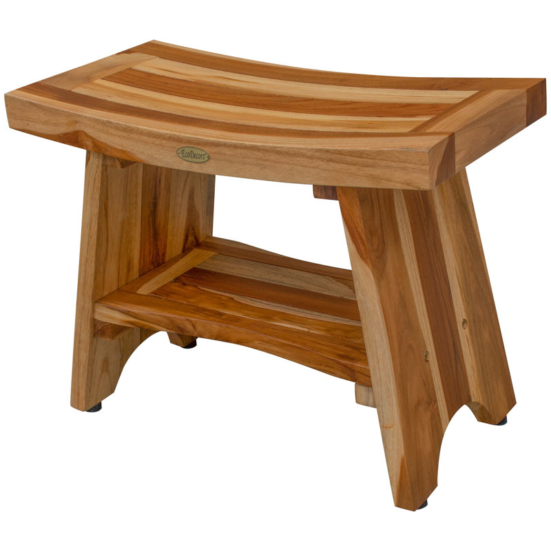 Ripley Teak Rectangular, EcoDecors, Serenity, Teak Shower Bench, small teak shower seat, in Earthy Teak
