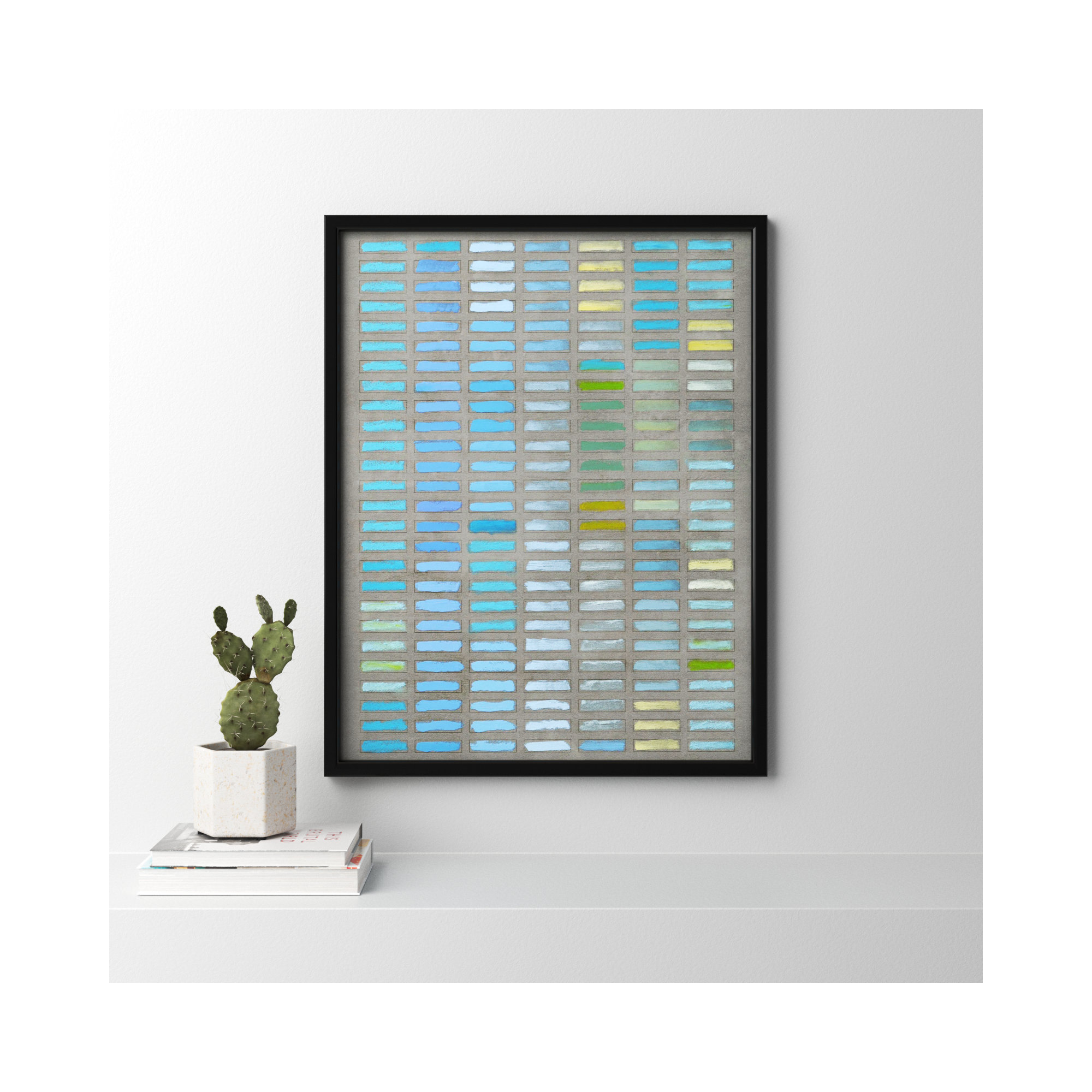 Beyond The Blues by Jacques Pilon, Black Framed, 38" H x 30" W x 1.25" D