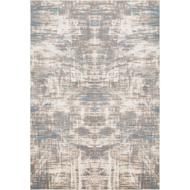 Tapis abstrait beige / gris, Rectangle 3 pi 3 po x 4 pi 11 po