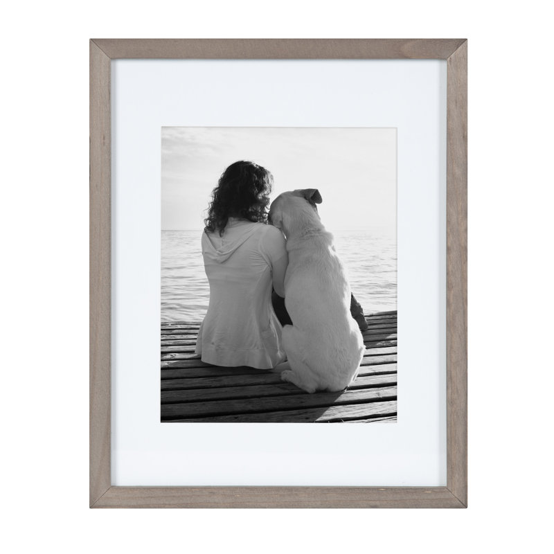 Ambrine Gray Wood Picture Frame - Set of 4 with Mat