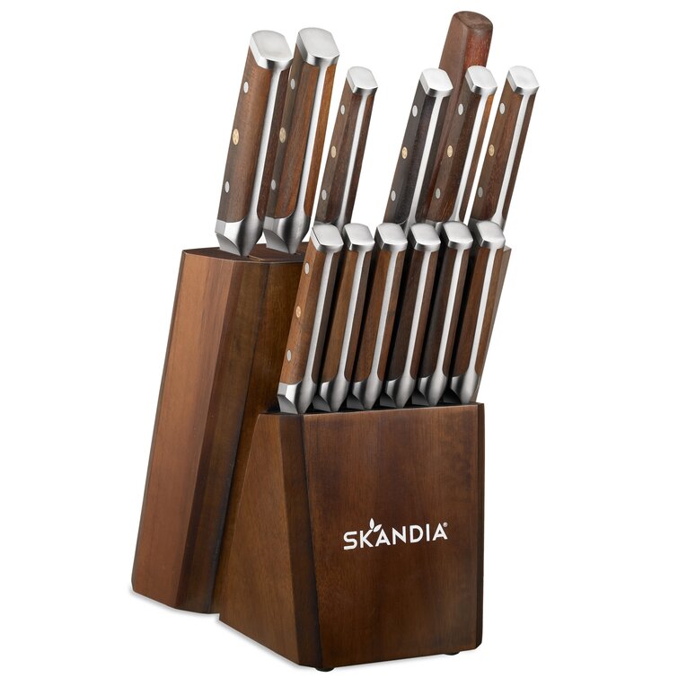 Deik Knife Set, German Stainless Steel Knife Block Set Forged Triple Rivet  Cutlery Block Set