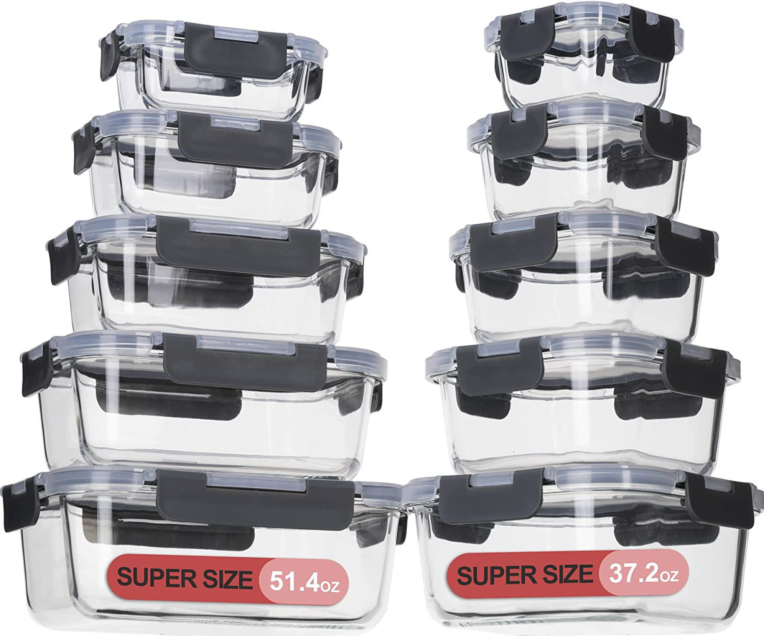  C CREST [10 Pack] Glass Meal Prep Containers, Food Storage  Containers with Lids Airtight, Glass Lunch Boxes, Microwave, Oven, Freezer  and Dishwasher Safe: Home & Kitchen