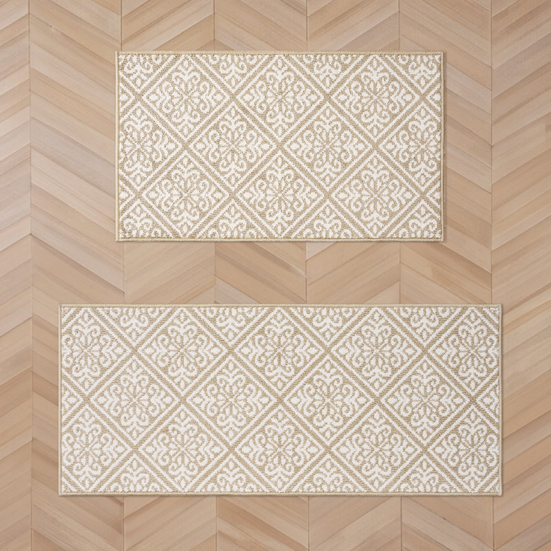 Austell Machine Woven Synthetic Geometric Area Rug, Beige