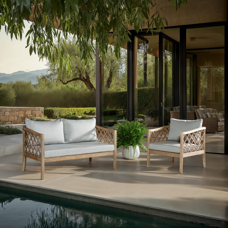 Barrett Eucalyptus 3 - Person Patio Conversation Set with Cushions
