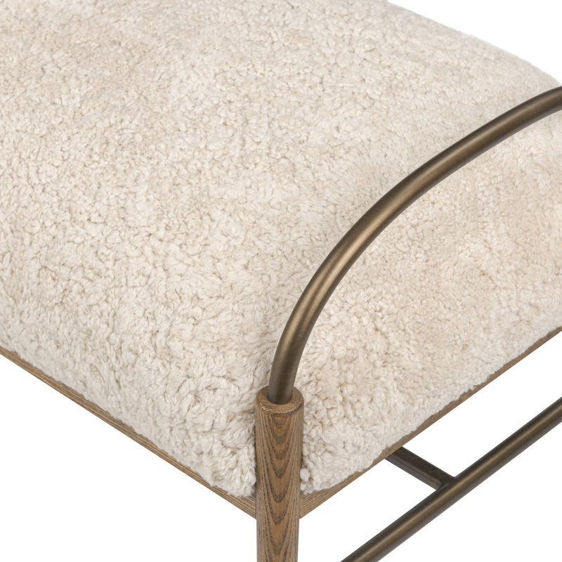 Demi Upholstered Bench, Beige Shearling