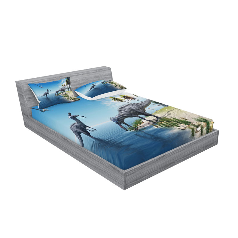 Drap-housse et coussin décoratif Ambesonne, Ensemble de draps pour grand lit + 5 pièces suppl