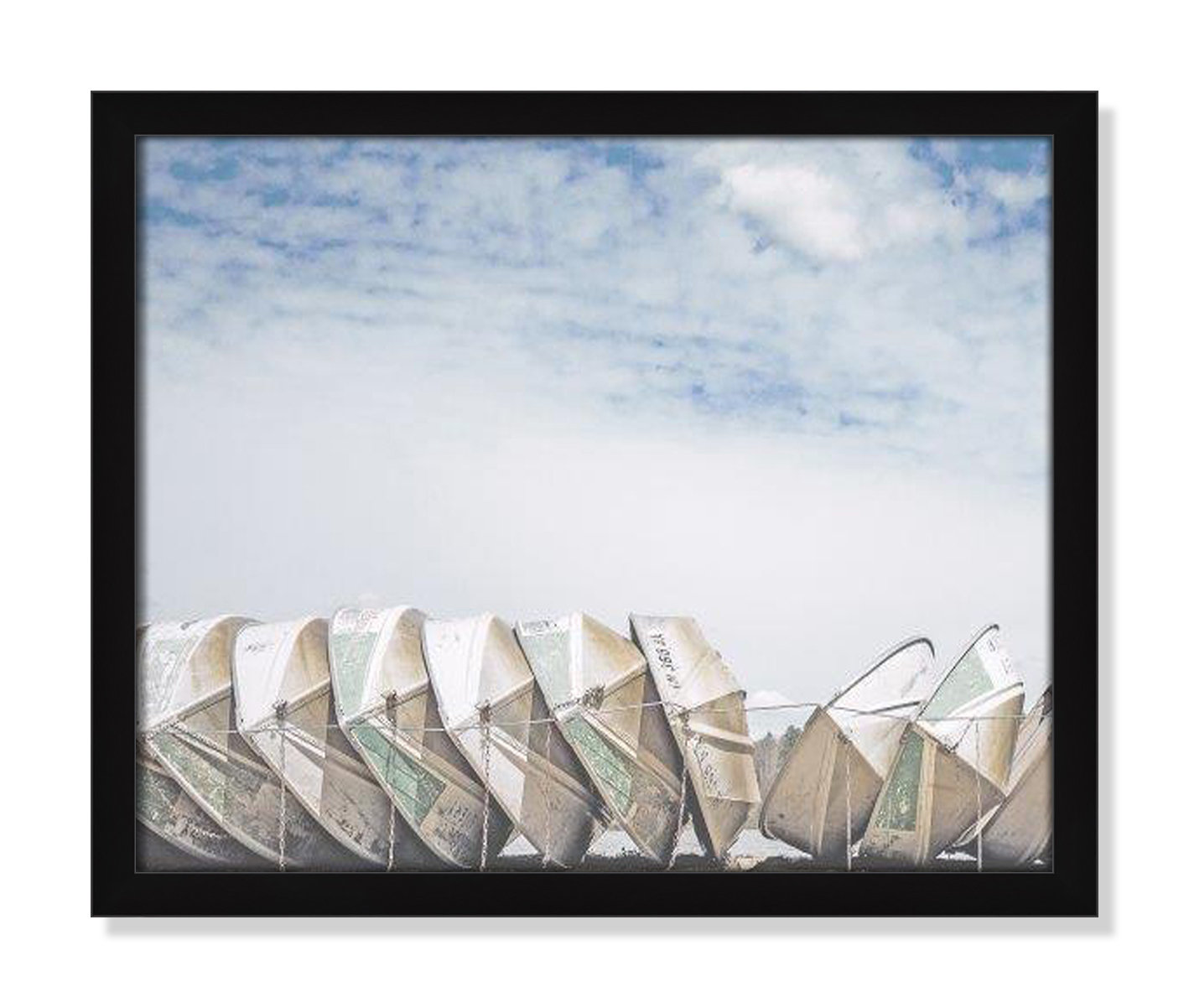 Hennecy "Wooden Boats" Print by Leah Straatsma, 16" H x 19" W x 1.25" D, Satin Black