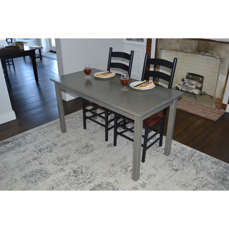  60" Gray Solid Wood Dining Table, 30"H x 60"L x 27"W, Dark Gray