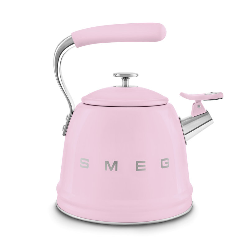 Smeg WKF01 50's Style Retro Whistling Kettle, Pink