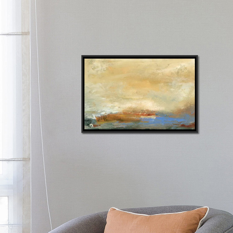«Coast View I» par Sharon Gordon, reproduction d'art sur toile tendue, H 18 po x l 26 po x P 1,5 po, Toile avec cadre noir