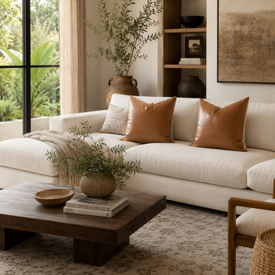 Housse et insert de coussin décoratif en similicuir