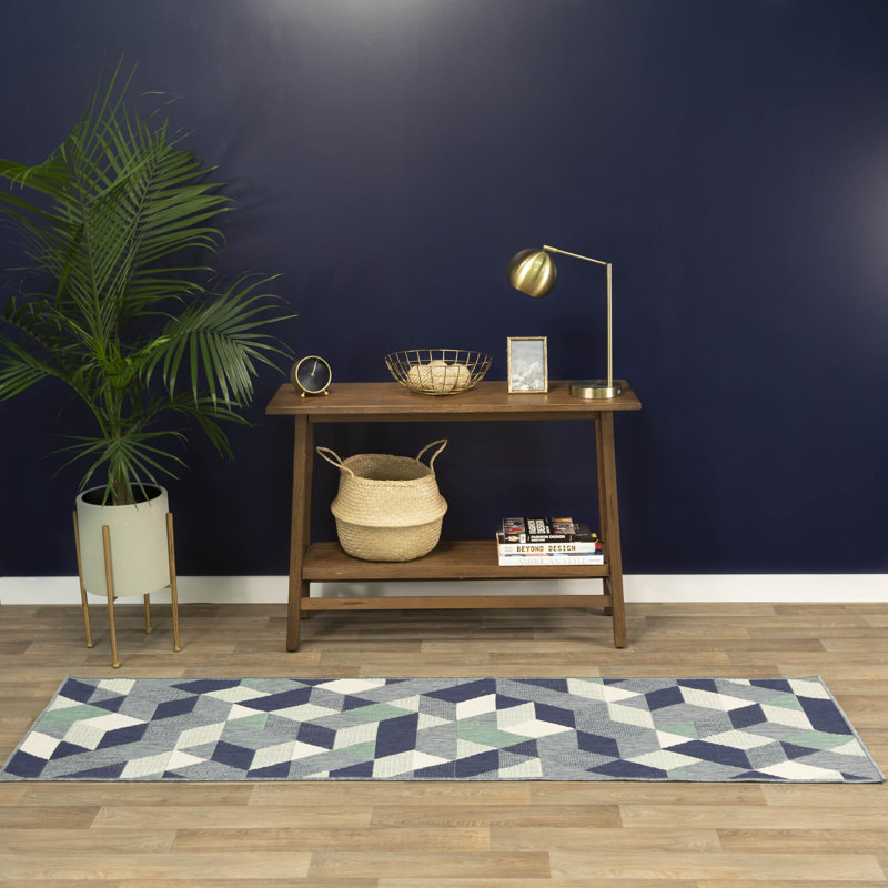 Tapis intérieur / extérieur bleu Mccreary, Tapis de couloir 2 pi x 6 pi