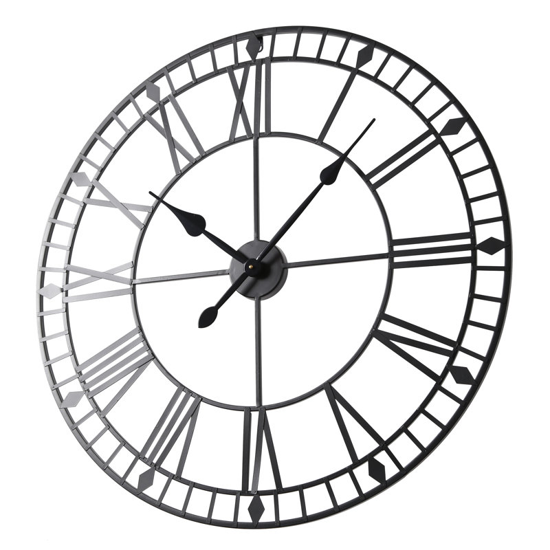 Elienor Iron Wall Clock, Black, 80cm H x 80cm W x 5cm D