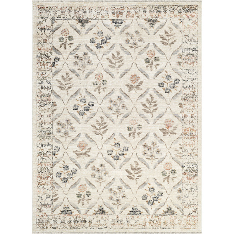 Abani Rugs Giavonnie ALA110A Traditional Cream Vintage Floral Area Rug, Rectangle 8'10" x 13'