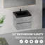 Petit meuble-lavabo 24 po avec lavabo, meuble de rangement mural flottant, lavabo simple sable noir quartz, 2 tiroirs à fermeture en douceur, entièrement assemblé-684106482