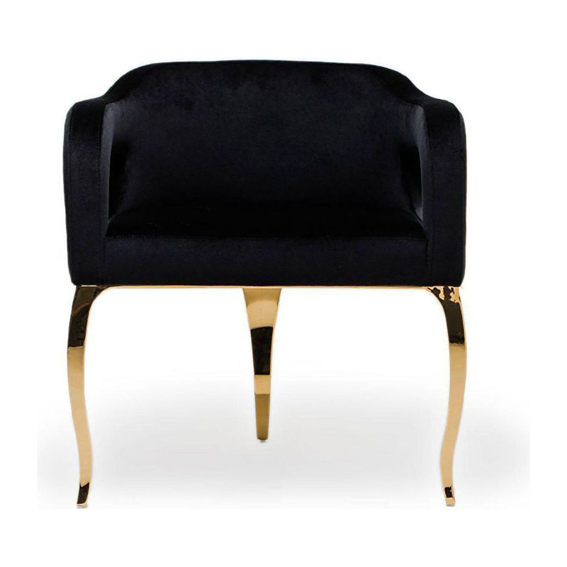 Iseminger 19'' H Velvet Upholstered Armchair, Black, Titanium Golden