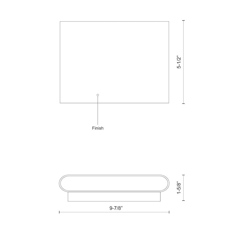 Applique murale ardoise en aluminium à DEL, Or brossé, H 5,5 po x l 9,88 po x P 1,63 po