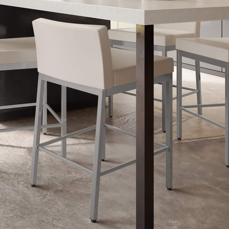 Tabouret de bar et de comptoir Felker, Gris lustré, Crème, Tabouret de bar (assise de 30 po de hauteur)