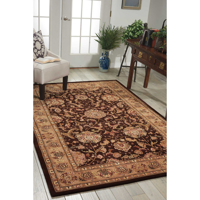 Tapis brun clair fabriqué à la main Corina, Rectangle 5 pi 6 po x 8 pi 6 po
