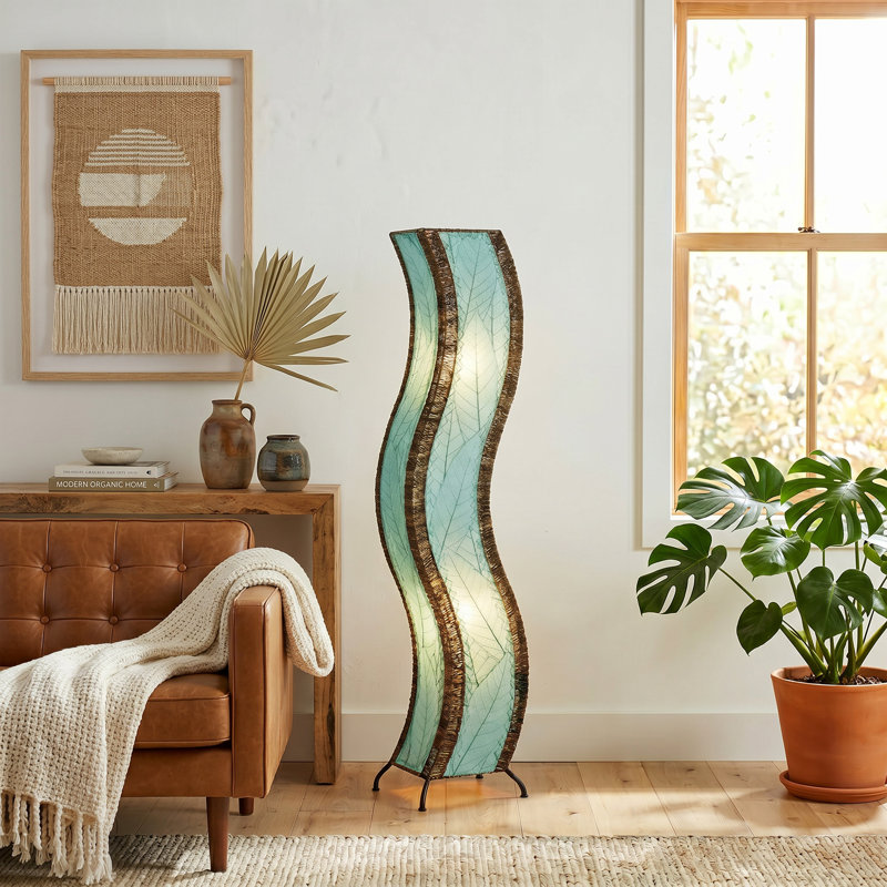 Lampe sur pied colonne Gertie, Bleu mer, 48"