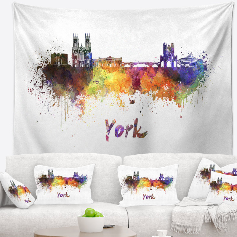 Tapisserie d'horizon de york Cityscape, H 32 po x l 39 po
