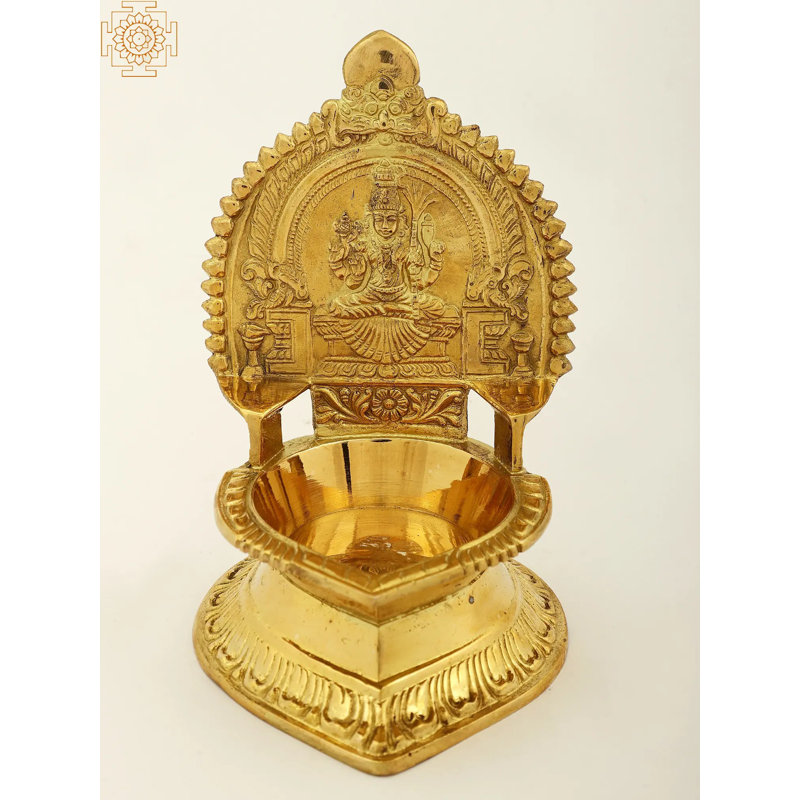 Brass Goddess Rajarajeshwari Vilakku Diya Lamp - Handcrafted Indian Hindu Oil Lamp for Puja Altar Home Decor