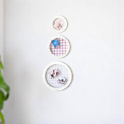 Oval Solid Wood Memory Board Wall Decor In Pink Color, 3 Different Sizes For Living Room Bedroom