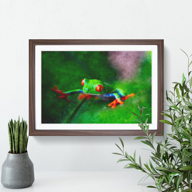 Tree Frog Vol.1 - Picture Frame Graphic Art, 27cm H x 36cm W x 2cm D, Walnut
