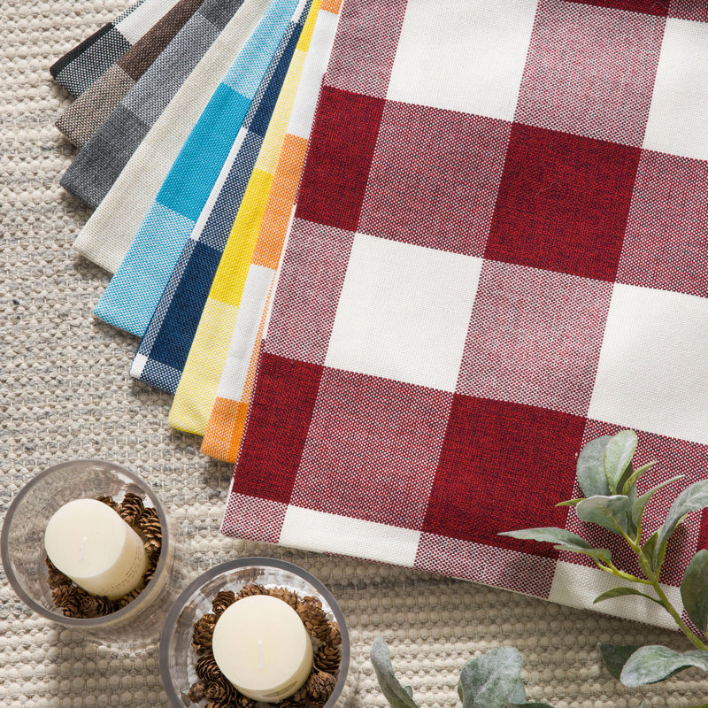 Off-White Beige Checkered Cotton Blend Throw Pillow Set