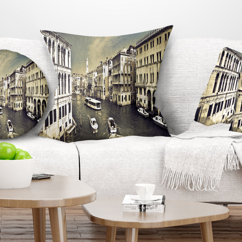 Venice Cityscape - Coussin imprimé Cityscape, 16 po x 1 po, Coussin décoratif