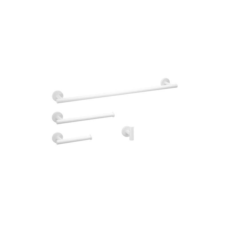 Accessoires ronds pour salle de bain Daphne, Blanc mat