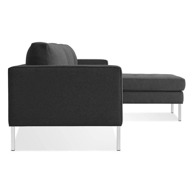 Paramount Chaise Sectional, Stainless Steel, Sanford Ceramic Crossweave, Right Hand Facing