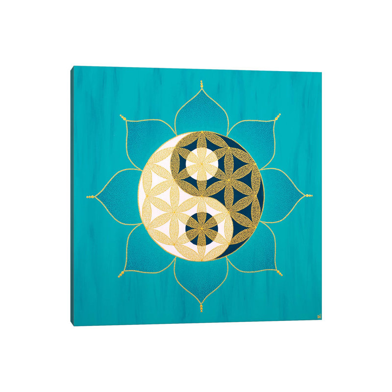Yinyang Flower of Life II 1 Piece Wall Art on Canvas, 66.04 cm H x 66.04 cm W x 1.91 cm D, Wrapped Canvas