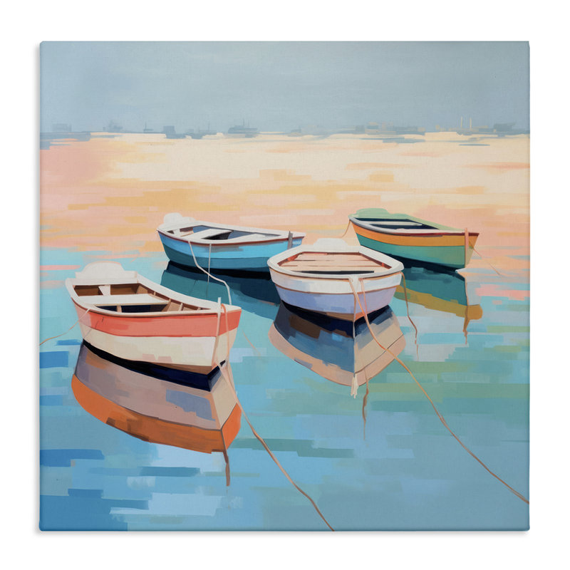 Art mural sur toile, "Bateau à réflexion" par Irena Orlov, H 17 po x l 17 po