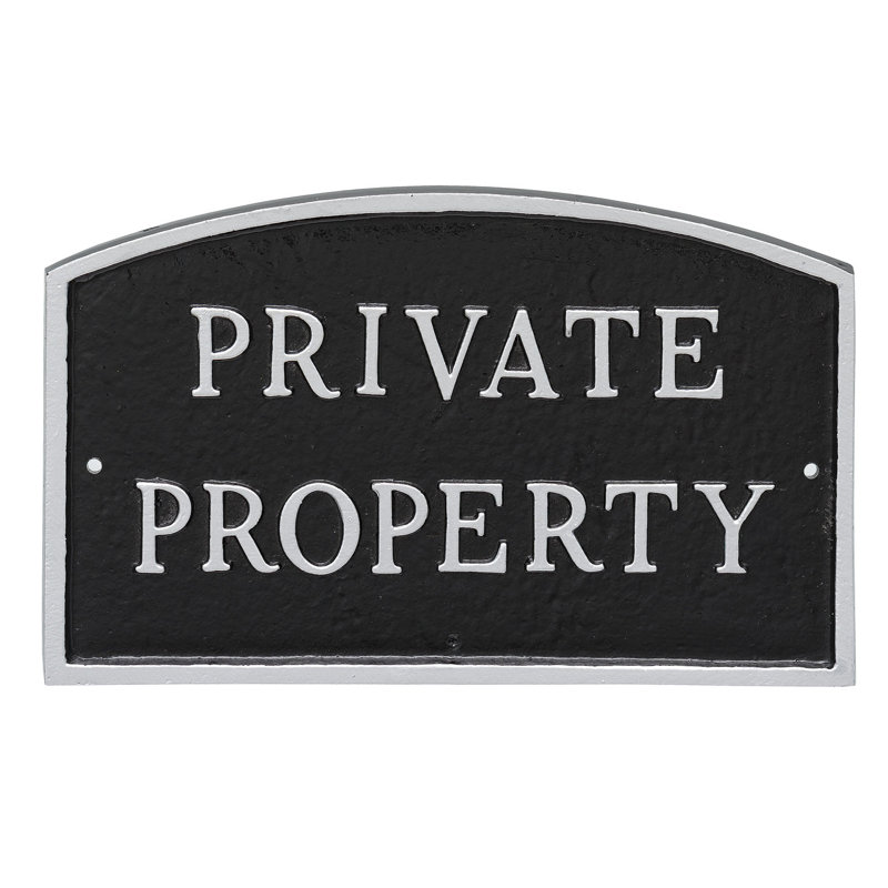 Plaque de jardin déclaration de propriété privée, Noir / argent, H 13 po x l 21 po x P 0,25 po