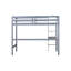 Lit mezzanine simple gris avec garde-corps et bureau intégré, fabriqué en bois d'hévéa pour une chambre à coucher de taille stable, fabriqué en gris