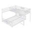 Lit superposé en métal blanc en forme de L, lit supérieur double
