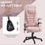 Fauteuil de massage avec hauteur de siège réglable, velours rose, lombaire chauffant, siège de bureau vibrant inclinable à 6 points, rose, soulagement de la fatigue du dossier