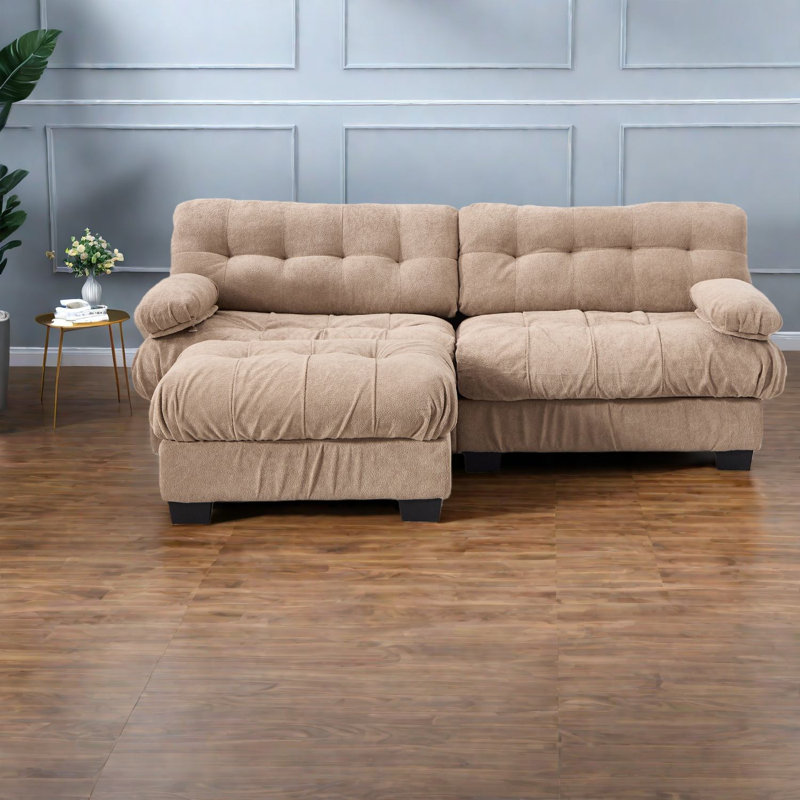 Deep Seat Sectionals, Wood Frame Modern L Shaped Sofa For Home Living
