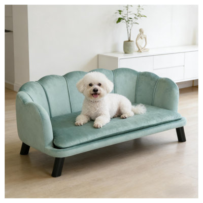 Pearl-Design Pet Sofa Bed with Velvet Upholstery, Green