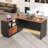 L-shaped Executive Desk, Home Office Desk With Storage, Drawers, File Cabinet And Privacy Panel, Modern Corner Desk With Charging Station & Led Lights,-1700157106
