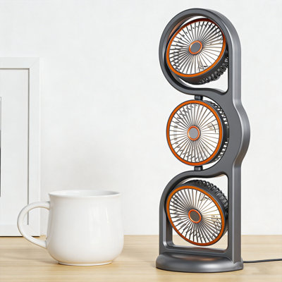 Kbndieu 3 Head Desk Fan with Night Light Powerful Air Circulation Table Fan for Office Dorm Quiet Strong Wind Portable Desktop Fan