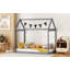 Lit simple en bois, gris